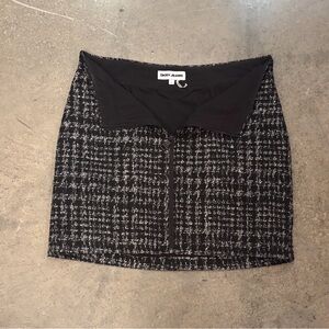 Dkny Black & White Tweed Zip-Front Mini Skirt